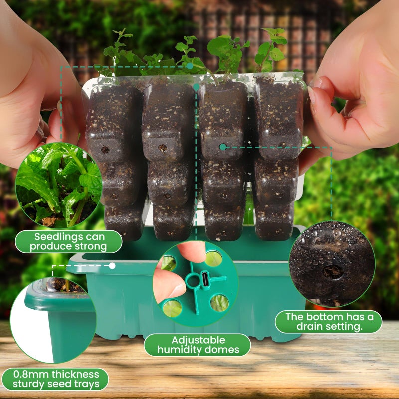 Adawook Seed Starter Trays with Grow Lights  72 Cells Seed Starter Kit with Lights  3 Lighting Mode  4 Timing Set  Germination Kit for Seed Starting Trays  Seedling Starter with High Humidity Control Domes - Image 5